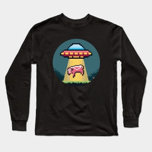 Alien Abduction 8 Bit Long Sleeve T-Shirt